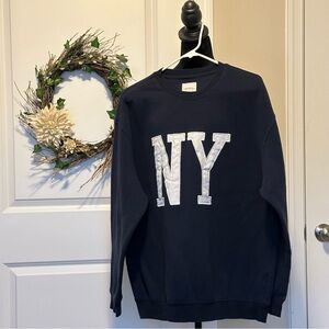 Women’s Oversized Navy Blue NY Crewneck
